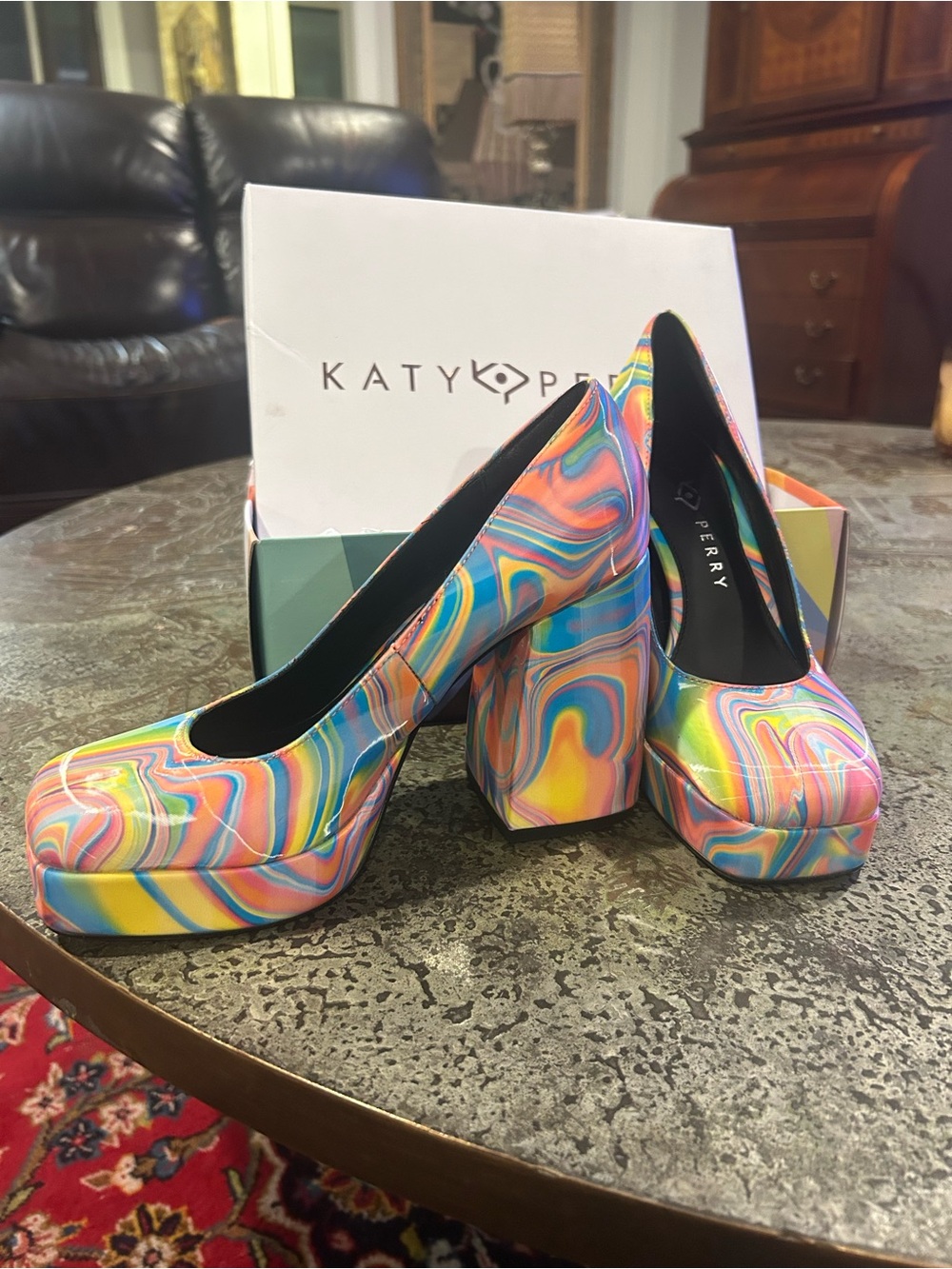 Katy Perry Platform Pump in Multicolor Swirl - Picture 2 of 9